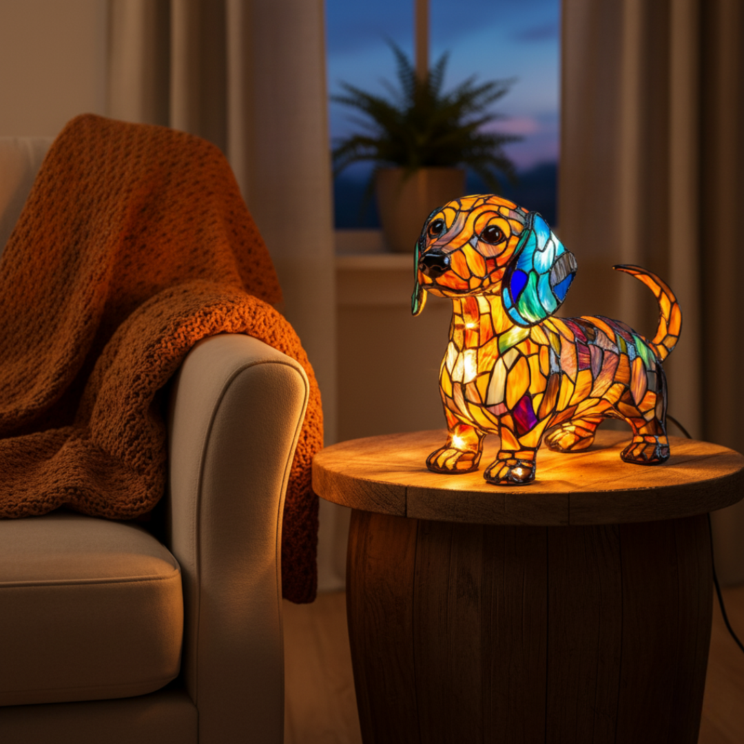 Luminária Artesanal – Radiância – Coração Acolhedor Dachshund (Salsicha)