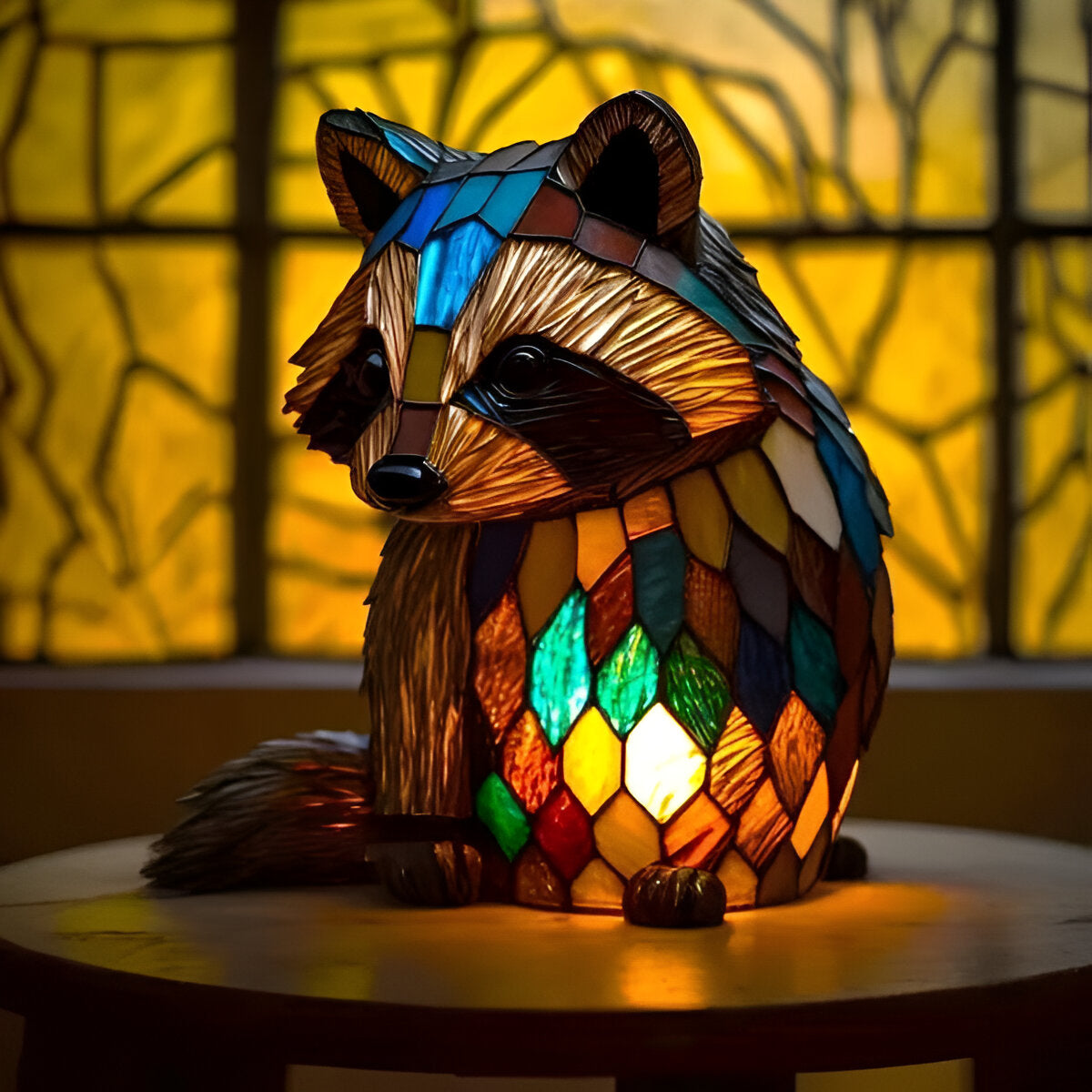 Luminária Artesanal – Jackie the Dazzling Raccoon