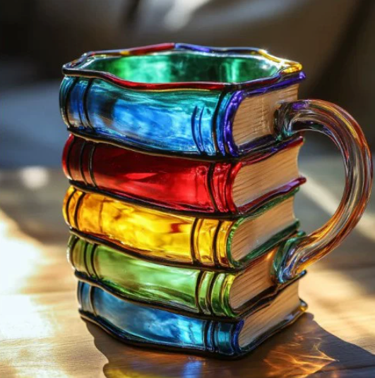 Tazza Decorativa Premium – Tazza colorata realizzata a mano con design a libro