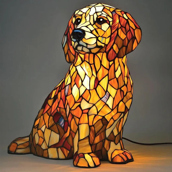 Luminária Artesanal – Golden Retriever Figurine in Spiritual Style