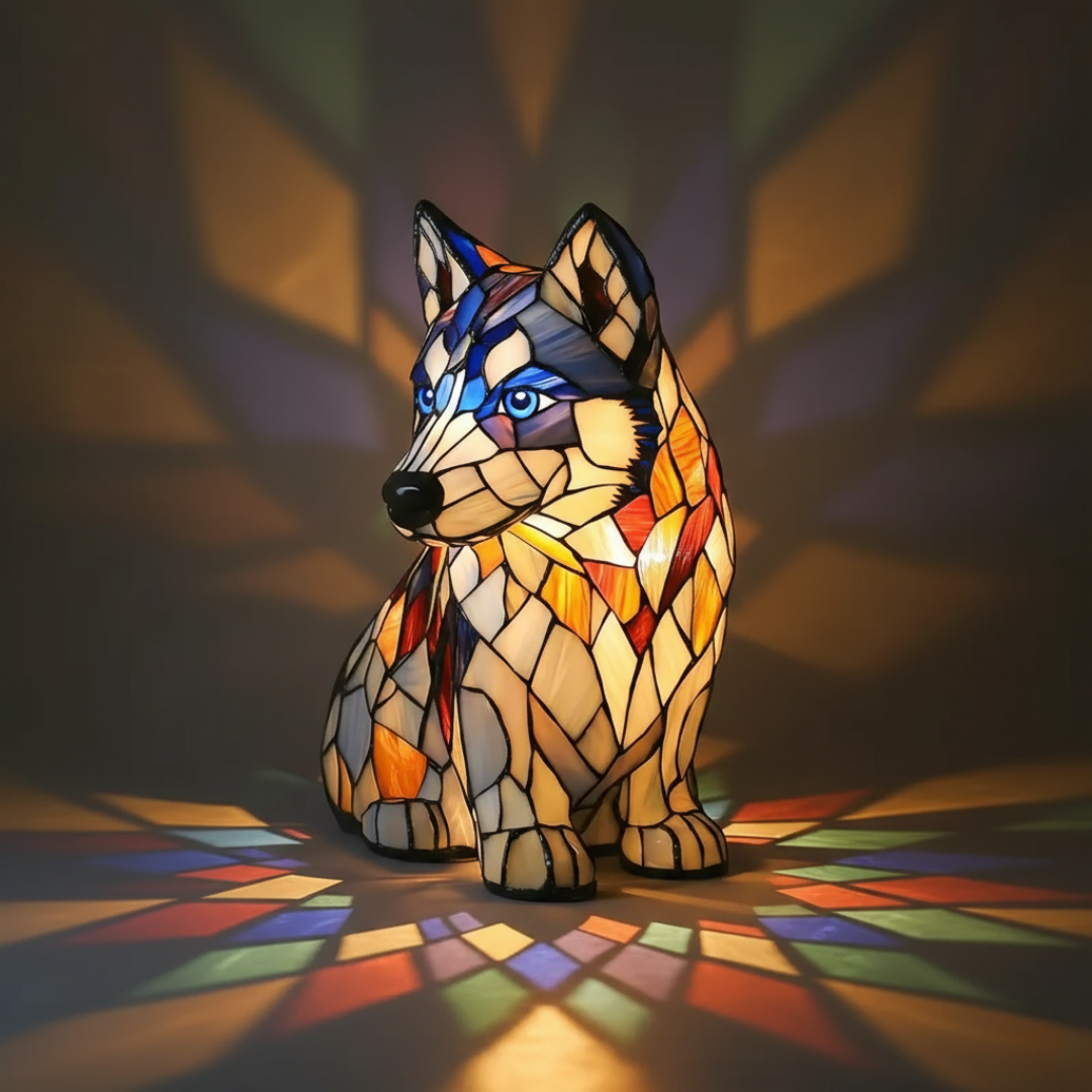 Luminária Artesanal – Aurora, the Gentle Siberian Husky of Eternal Luz