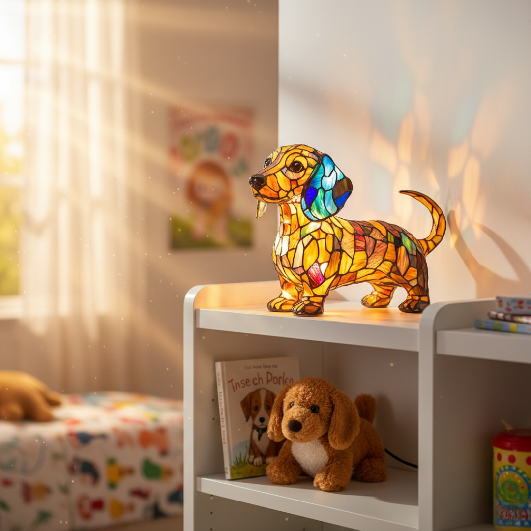 Luminária Artesanal – Radiância – Coração Acolhedor Dachshund (Salsicha)