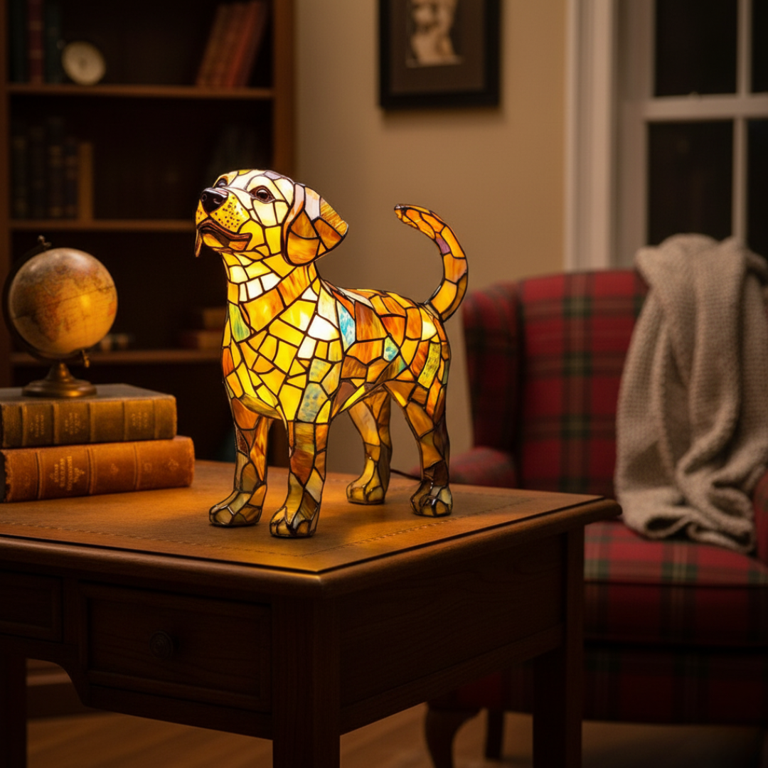 Luminária Artesanal – Aurora, the Labrador of Gentle Eternal Luz