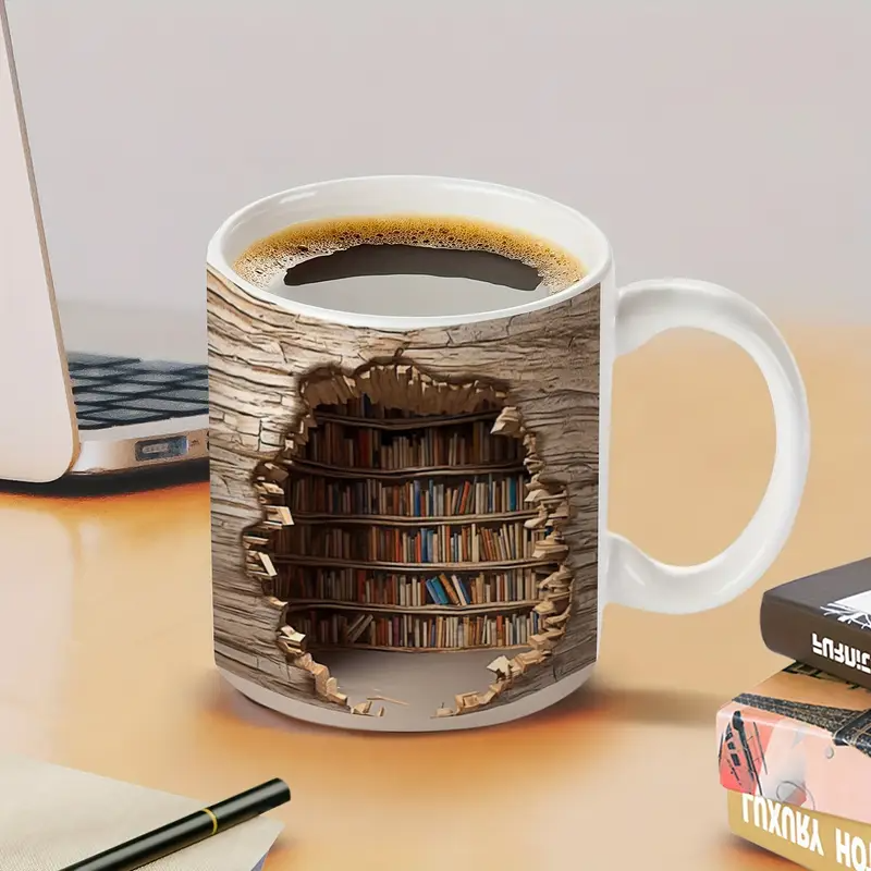 TAZZA ARTIGIANALE PREMIUM – TAZZA LIBRERIA AFFASCINANTE ATTIVATA DAL CALORE