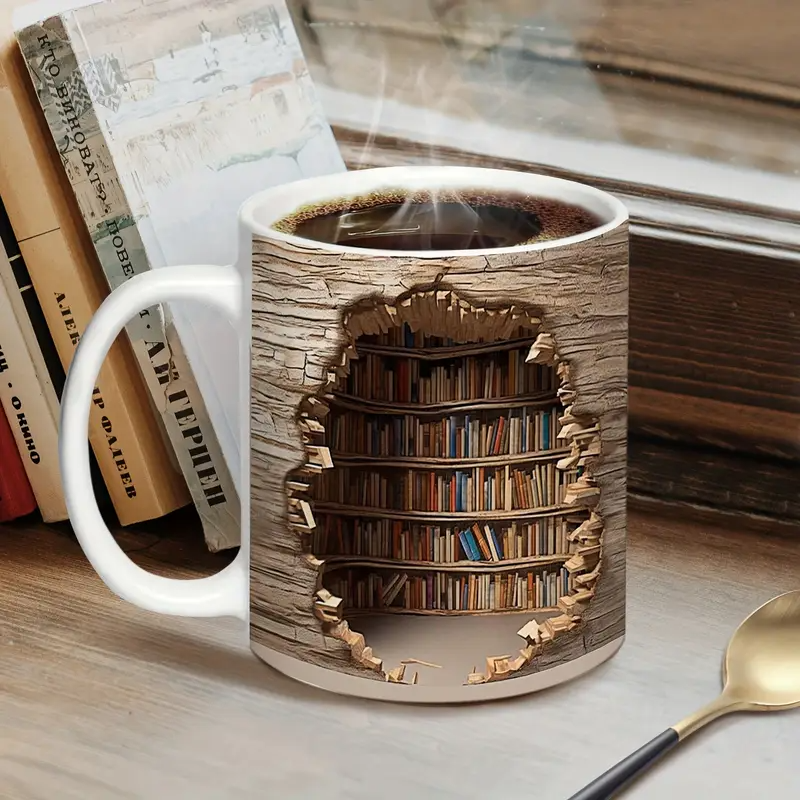 TAZZA ARTIGIANALE PREMIUM – TAZZA LIBRERIA AFFASCINANTE ATTIVATA DAL CALORE