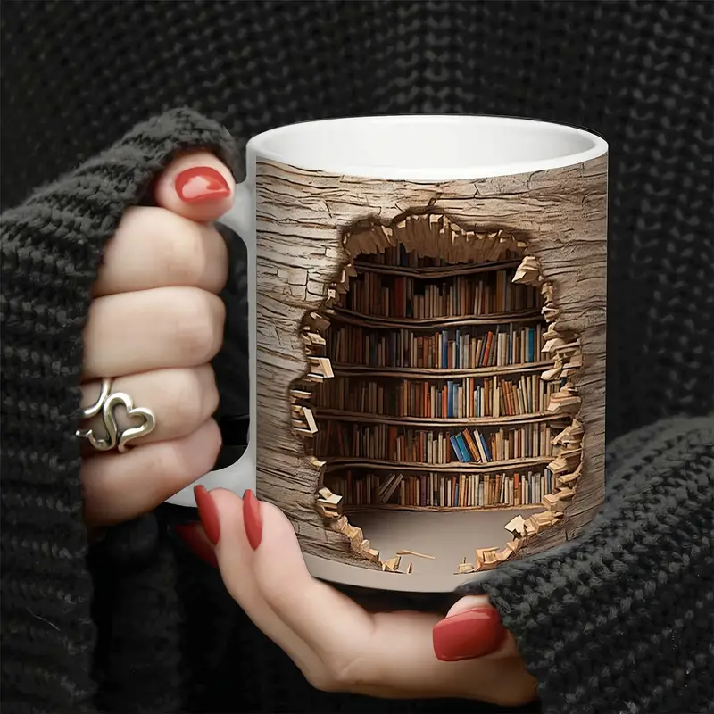 TAZZA ARTIGIANALE PREMIUM – TAZZA LIBRERIA AFFASCINANTE ATTIVATA DAL CALORE