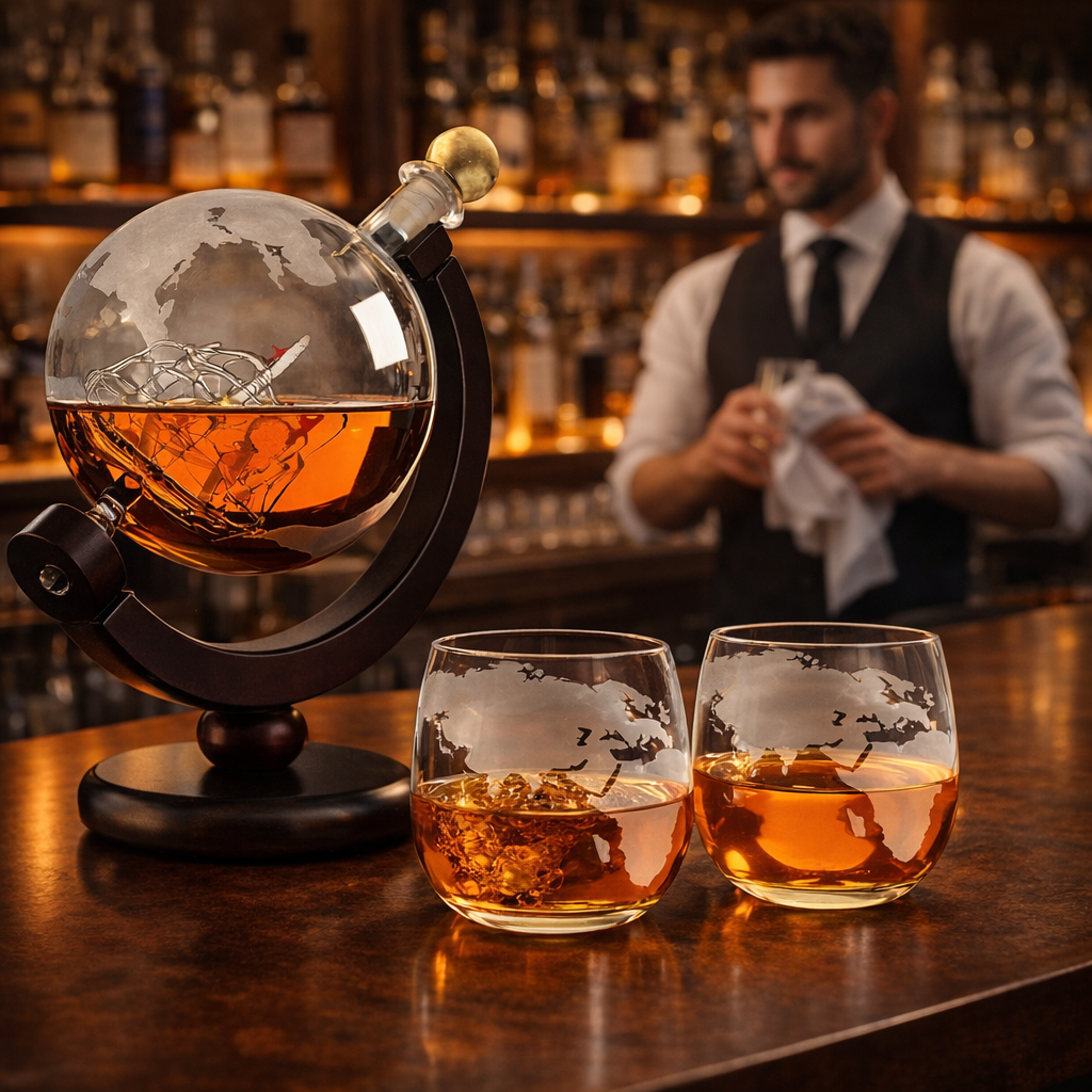 Decanter per Whisky Mappamondo - Un Viaggio di Stile