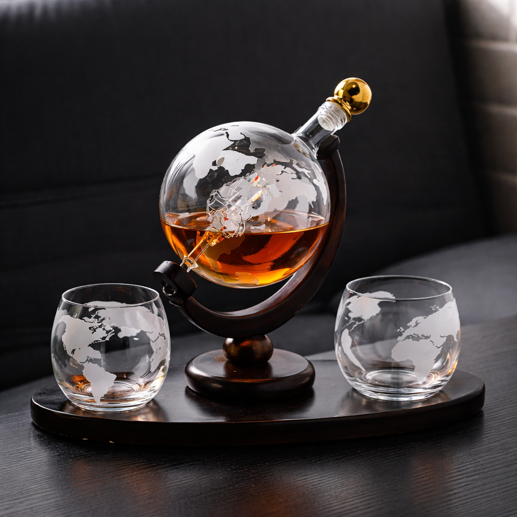 Decanter per Whisky Mappamondo - Un Viaggio di Stile