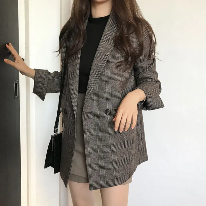 Imelda Plaid Long Blazer