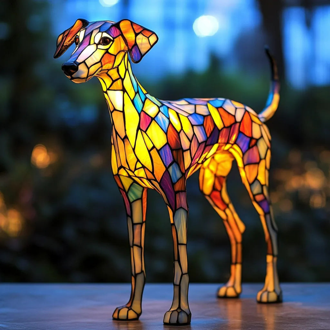 Luminária Artesanal – Whippet-Inspired Stained
