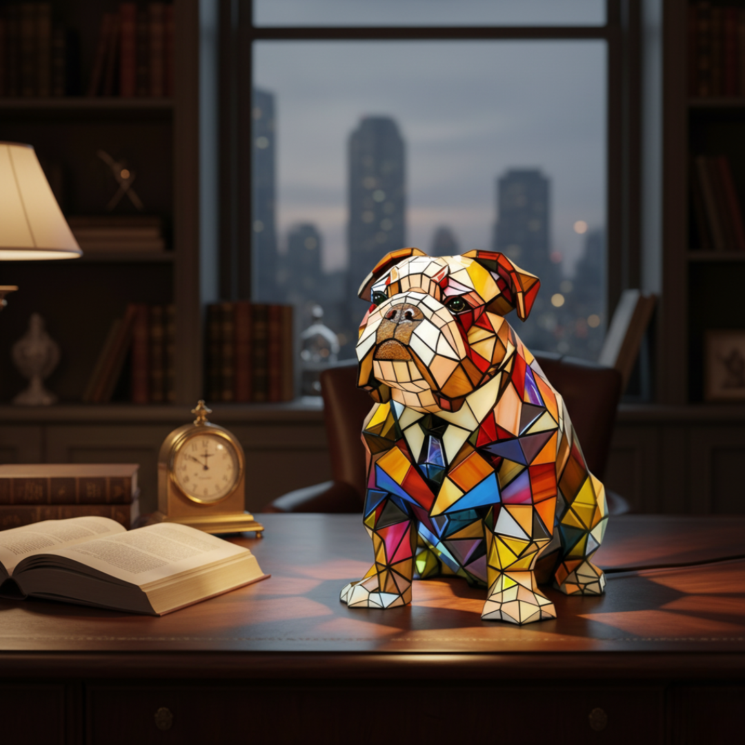 Luminária Artesanal – Elowen, the Gentle Bulldog of Eternal Luz