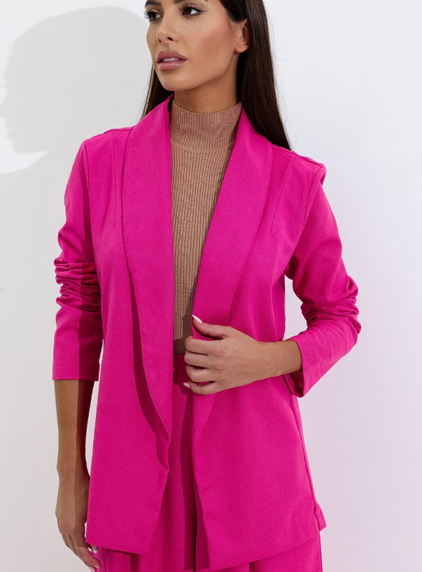 Women's Black Linen Long Blazer - Camila Areia